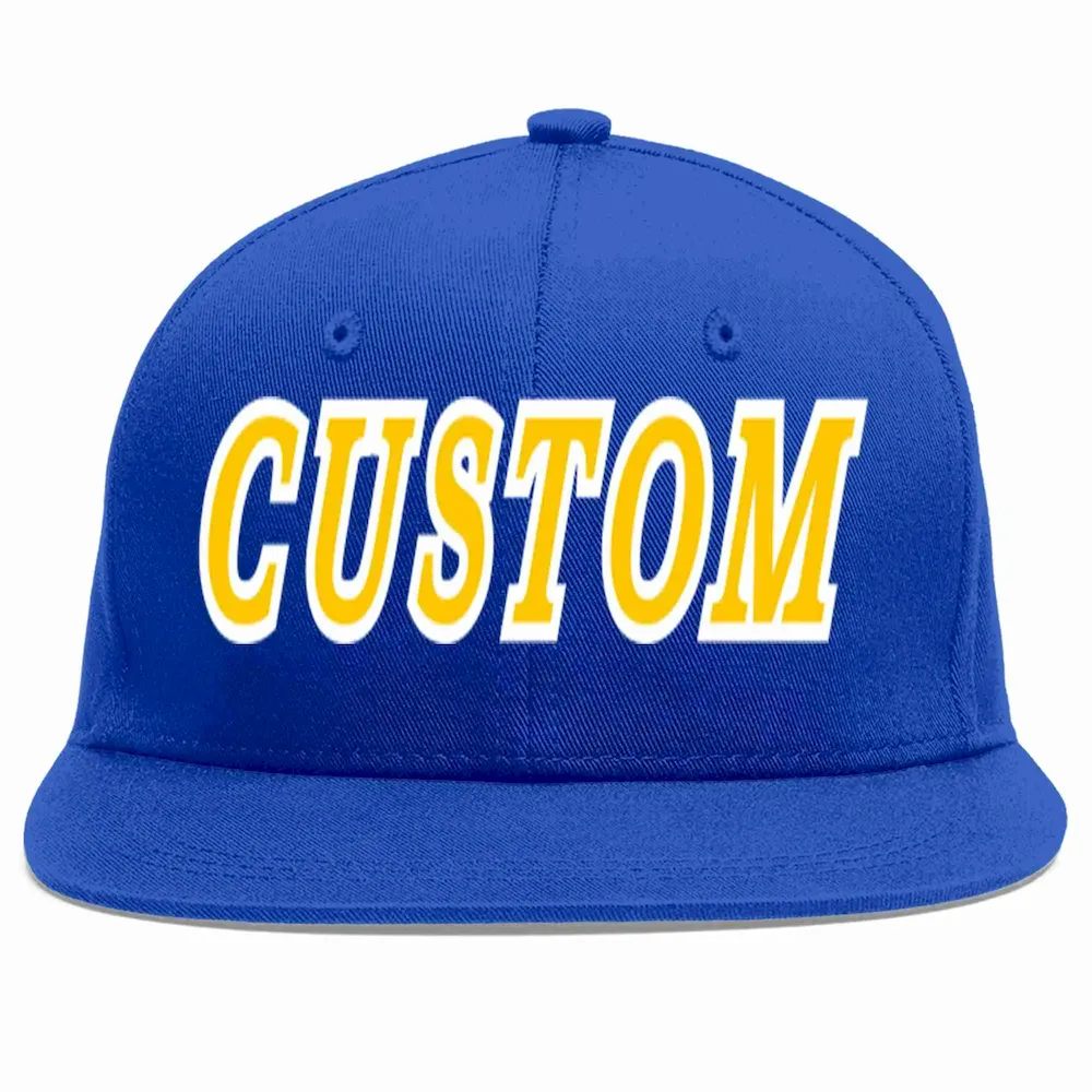 Custom Royal Gold-White Casual Sport Baseball Cap