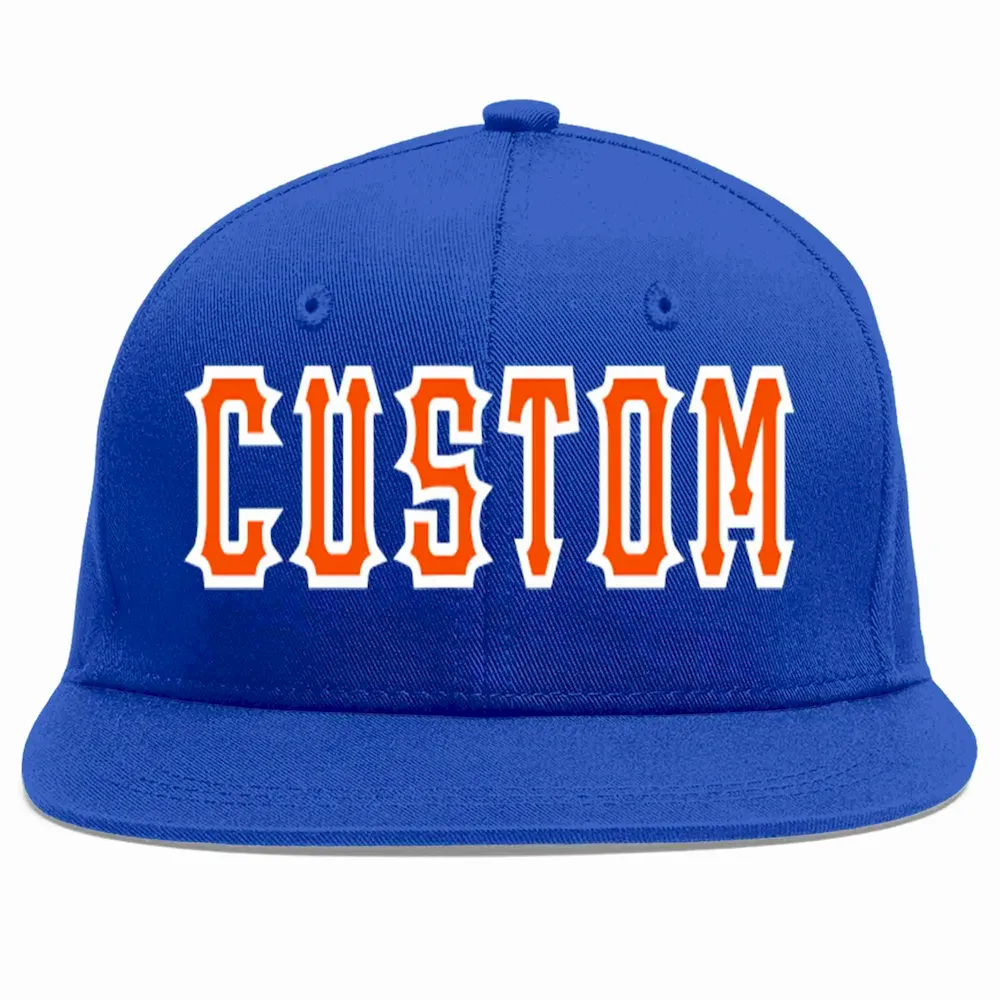 Custom Royal Orange-White Casual Sport Baseball Cap