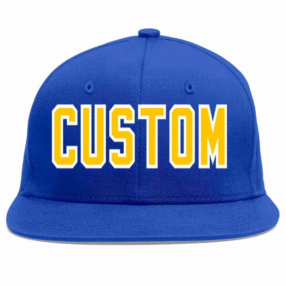 Custom Royal Gold-White Casual Sport Baseball Cap