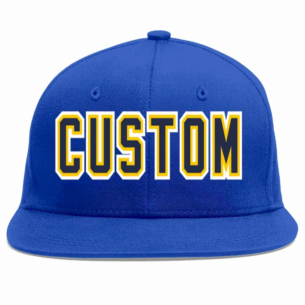Custom Royal Navy-Gold Casual Sport Baseball Cap