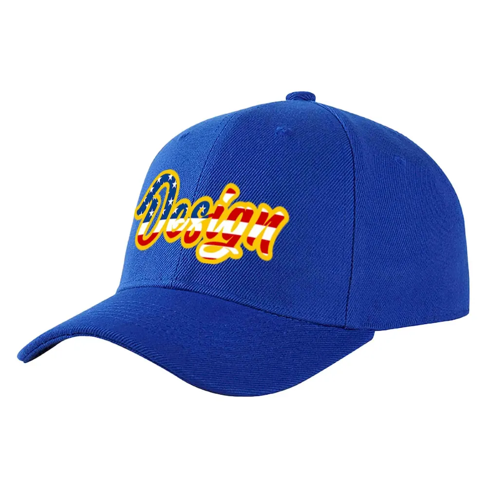 Custom Royal Orange-Royal Curved Eaves Sport Design Baseball Cap