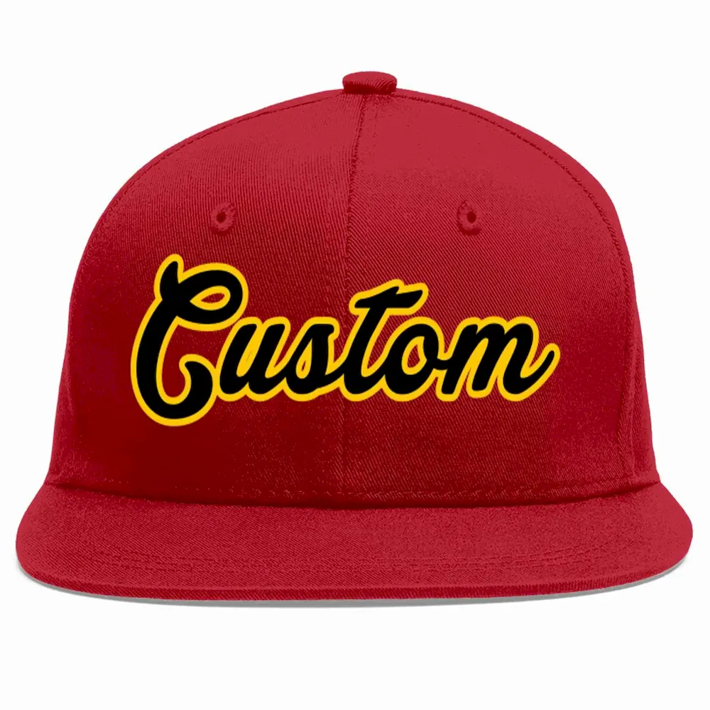Custom Red Black-Gold Casual Sport Baseball Cap