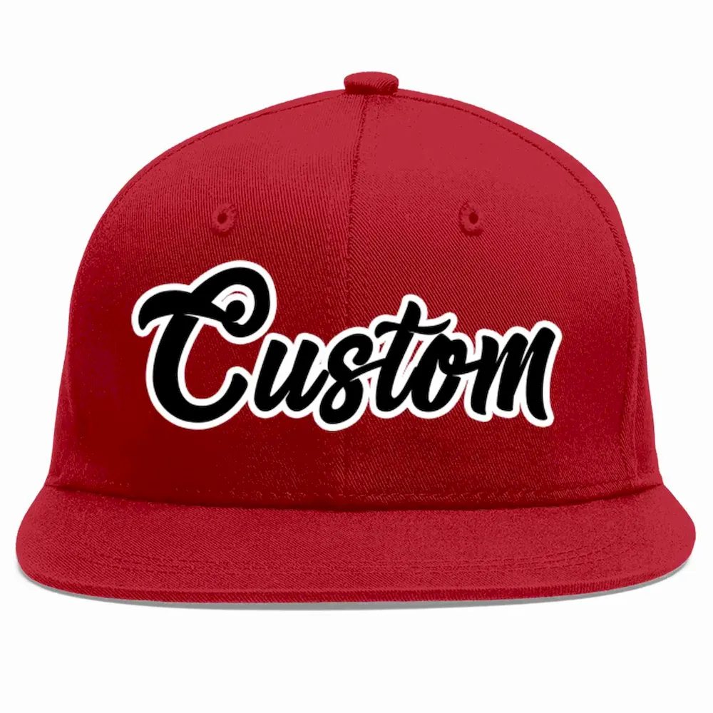 Custom Red Black-White Casual Sport Baseball Cap