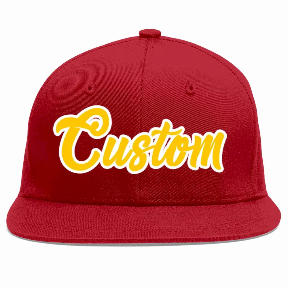 Custom Red Gold-White Casual Sport Baseball Cap