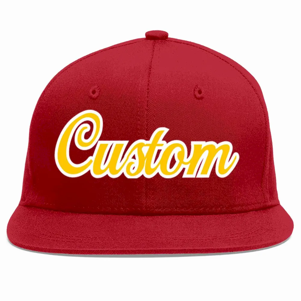 Custom Red Gold-White Casual Sport Baseball Cap