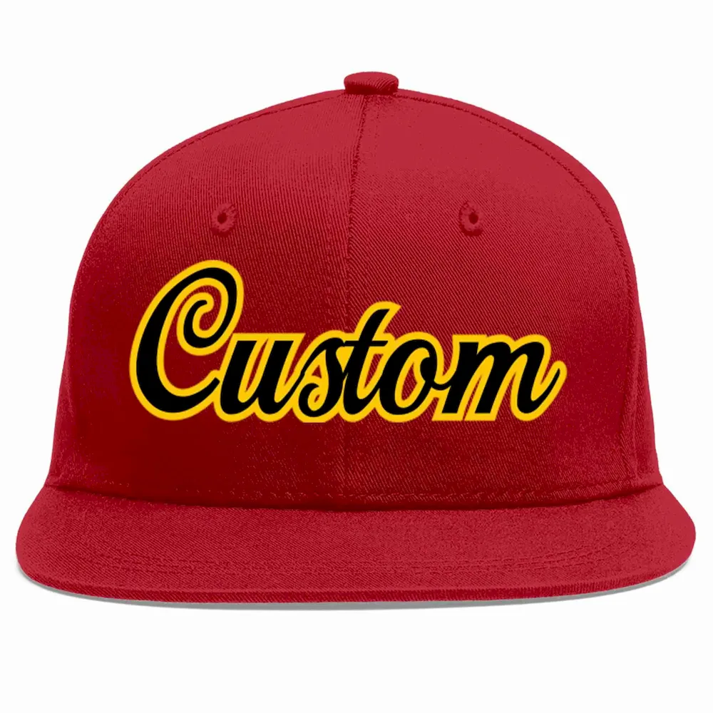 Custom Red Black-Gold Casual Sport Baseball Cap
