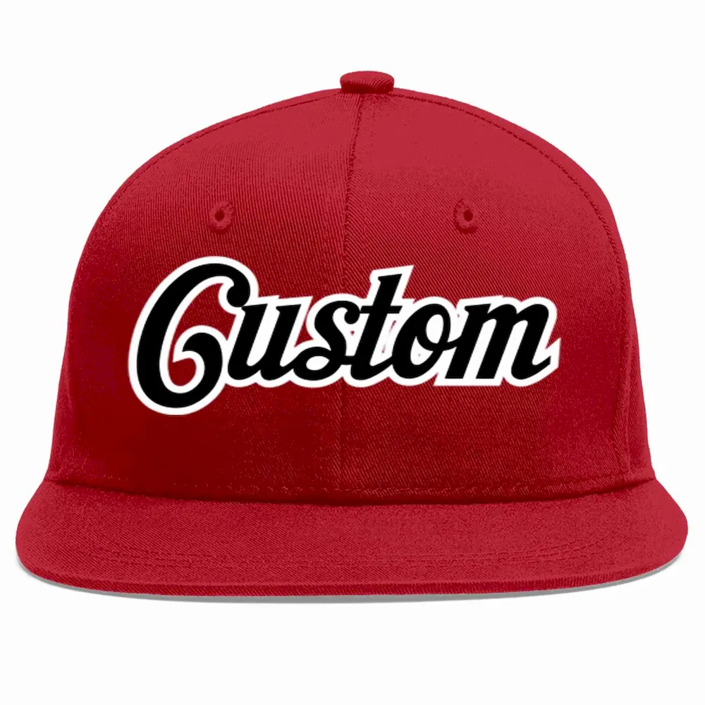 Custom Red Black-White Casual Sport Baseball Cap