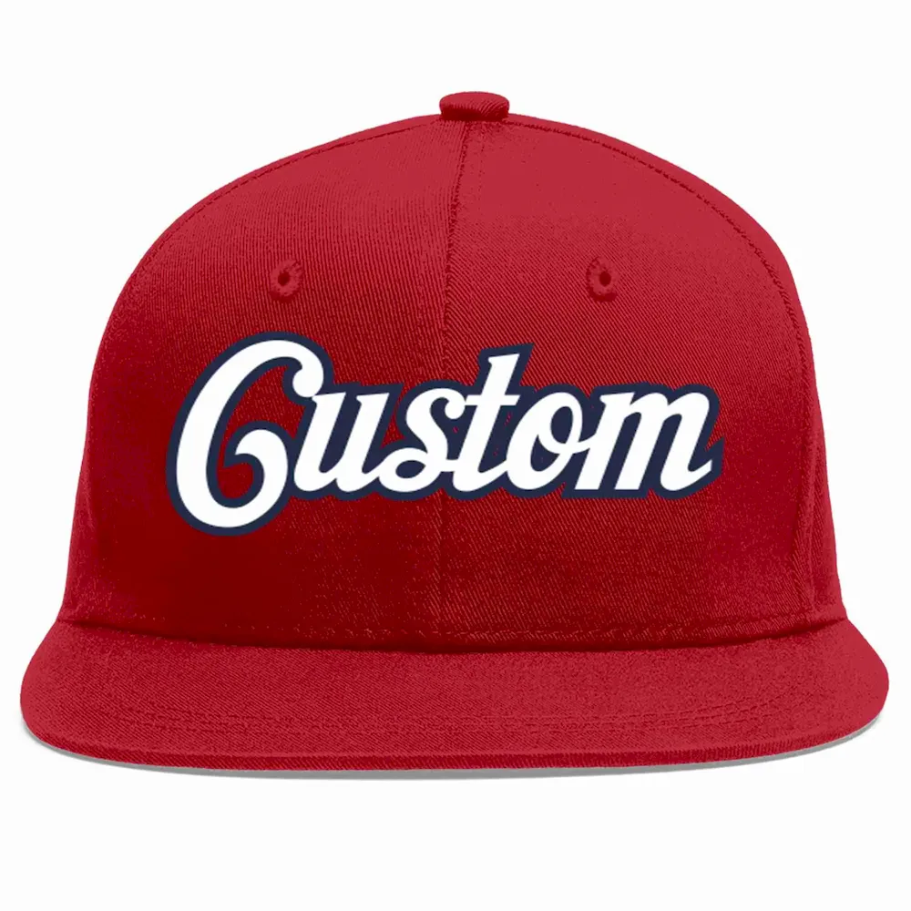 Custom Red White-Navy Casual Sport Baseball Cap
