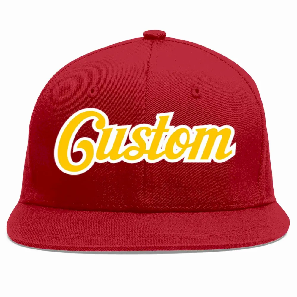Custom Red Gold-White Casual Sport Baseball Cap