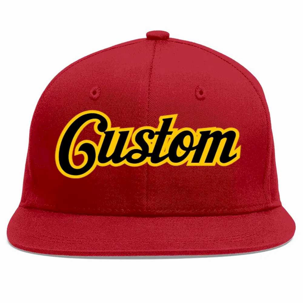 Custom Red Black-Gold Casual Sport Baseball Cap