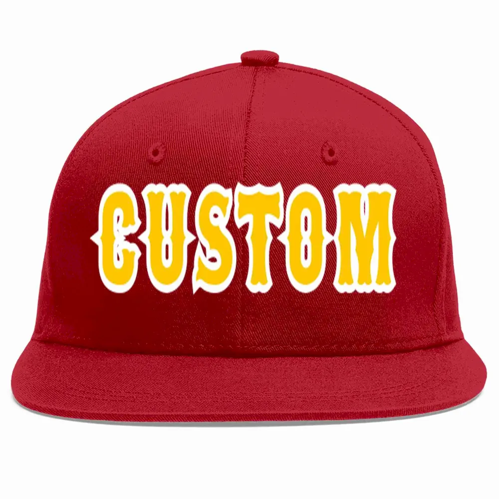 Custom Red Gold-White Casual Sport Baseball Cap