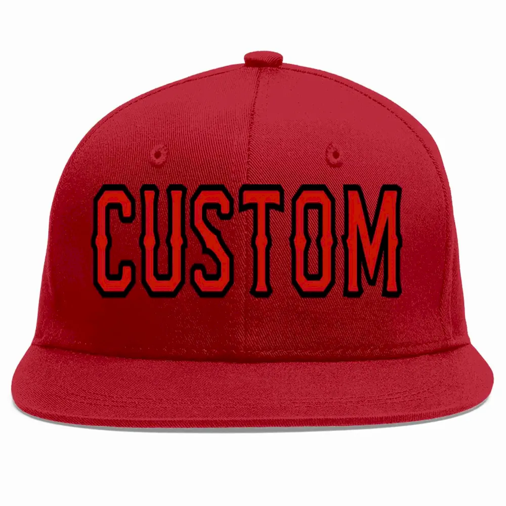 Custom Red Red-Black Casual Sport Baseball Cap