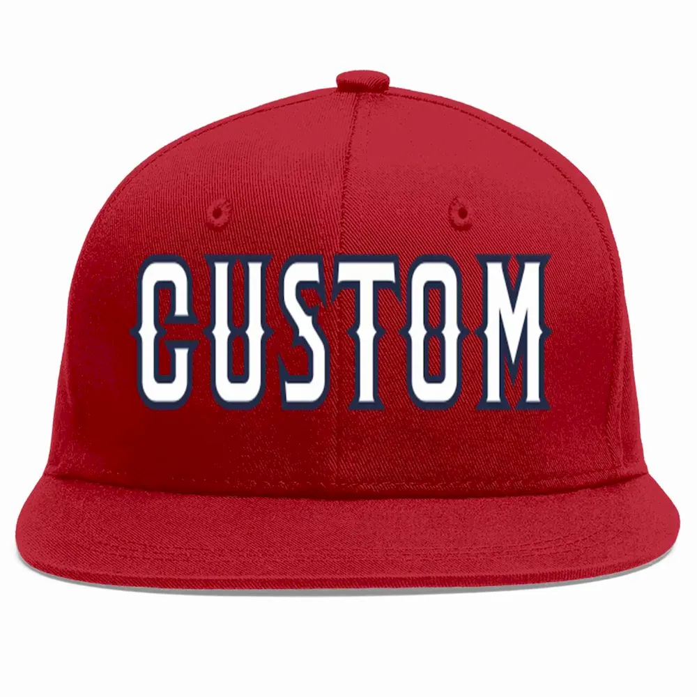 Custom Red White-Navy Casual Sport Baseball Cap
