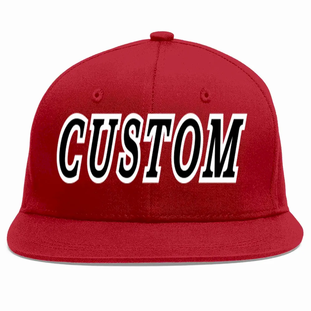 Custom Red Black-White Casual Sport Baseball Cap
