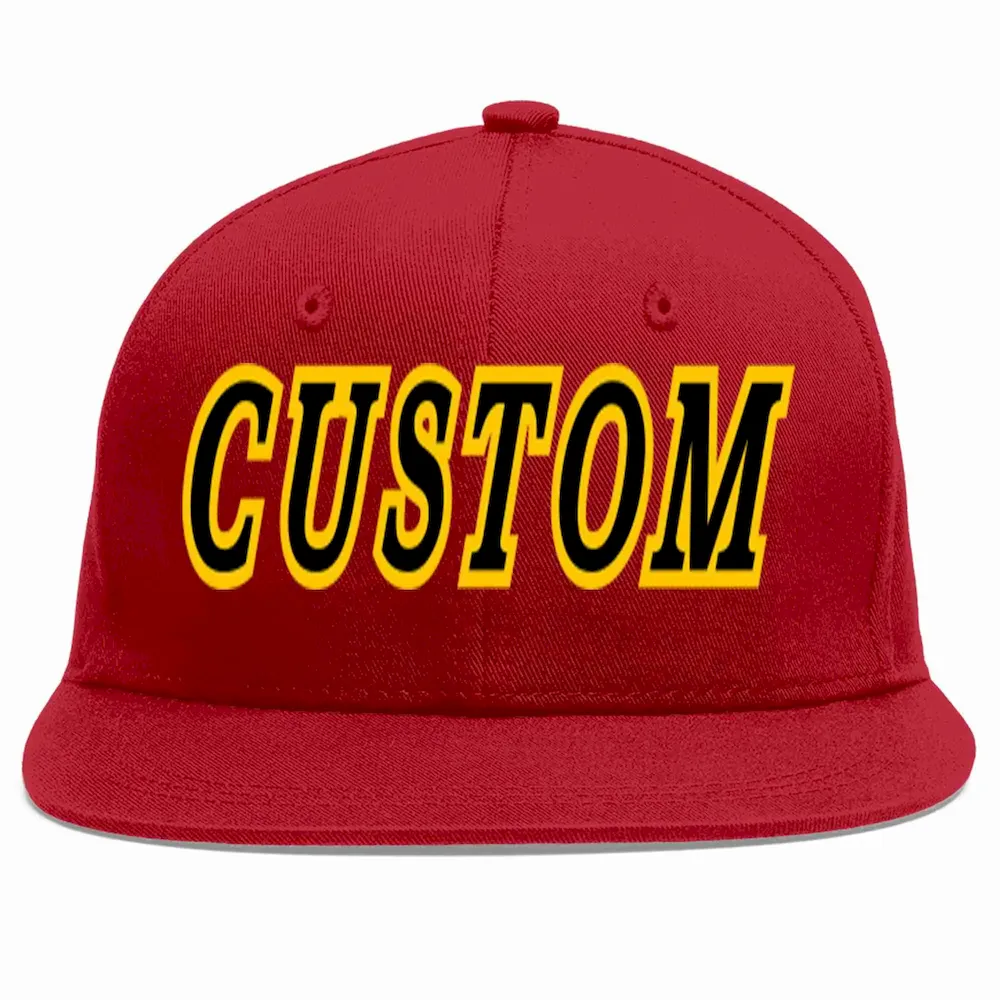 Custom Red Black-Gold Casual Sport Baseball Cap