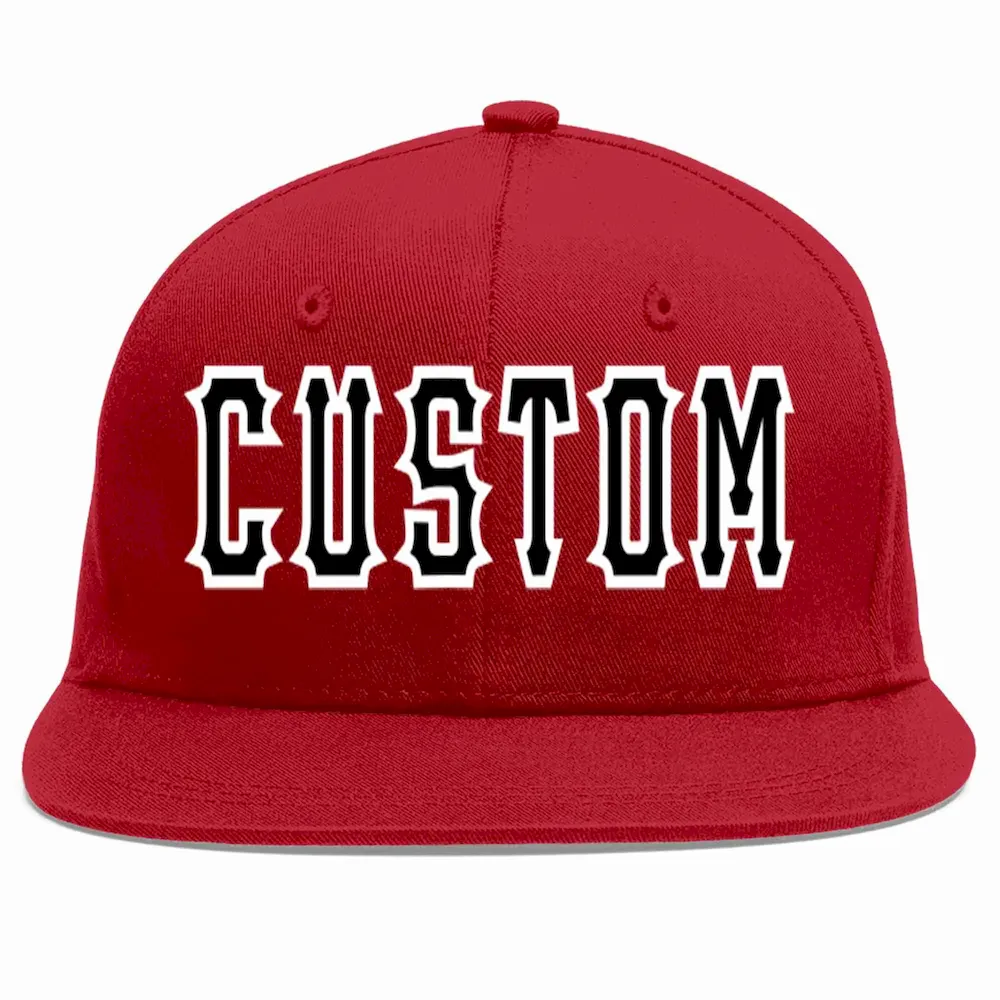 Custom Red Black-White Casual Sport Baseball Cap