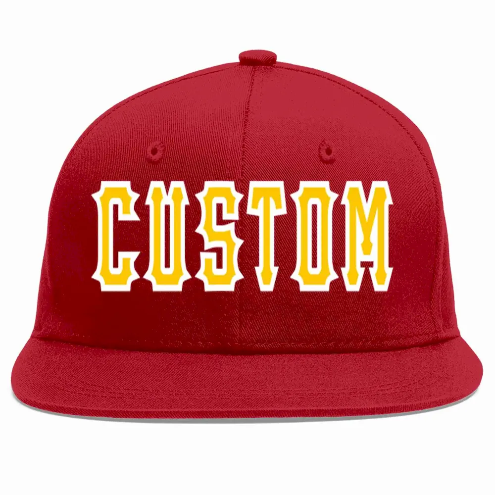 Custom Red Gold-White Casual Sport Baseball Cap