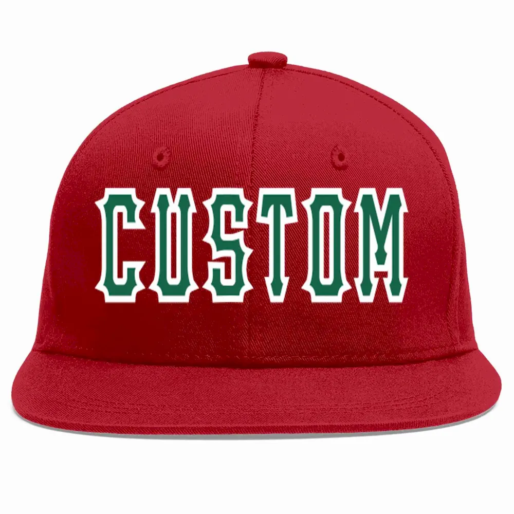Custom Red Kelly Green-White Casual Sport Baseball Cap