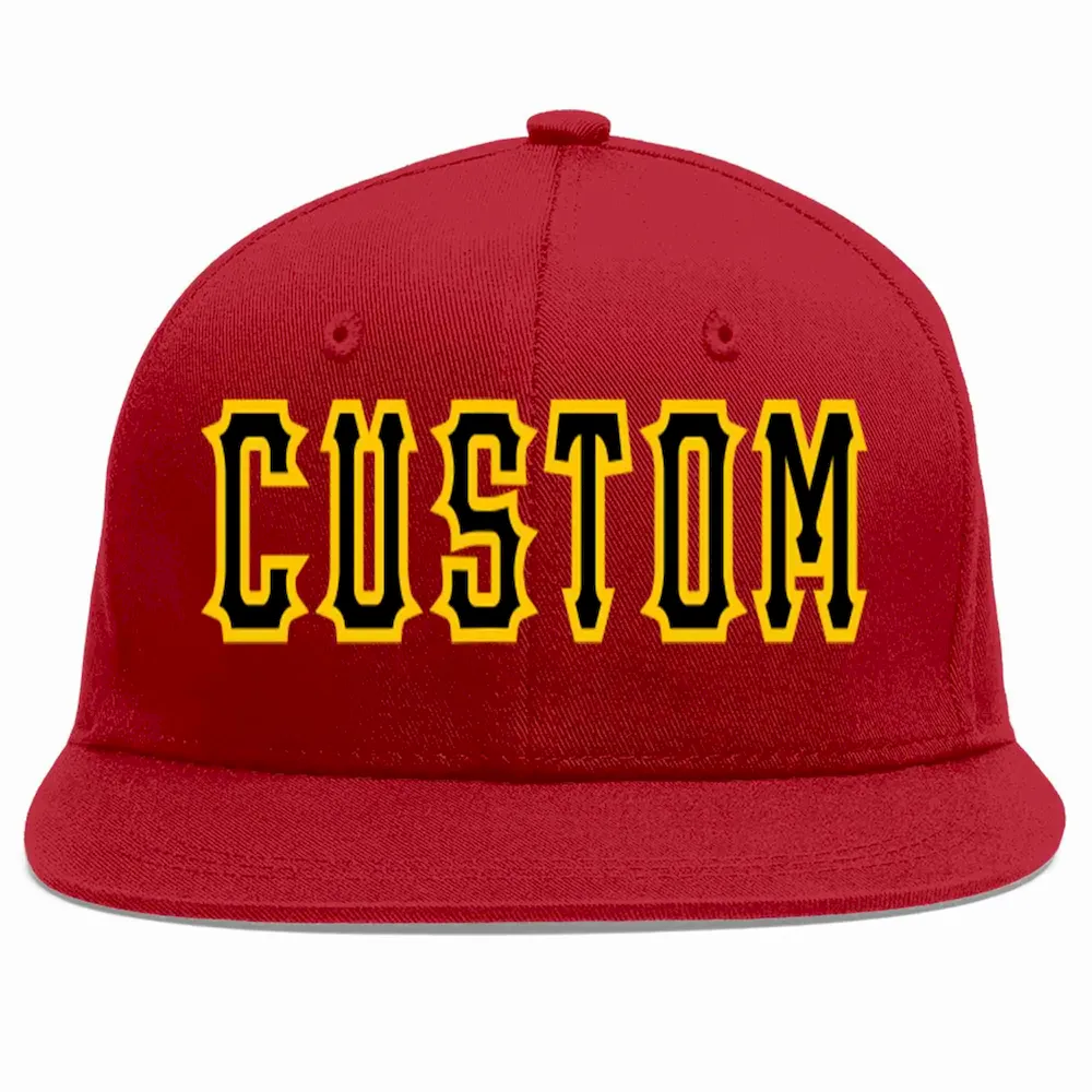 Custom Red Black-Gold Casual Sport Baseball Cap