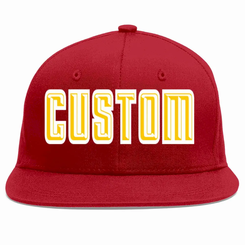 Custom Red Gold-White Casual Sport Baseball Cap