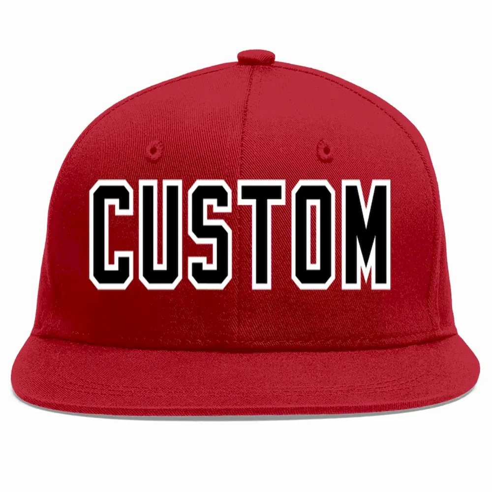 Custom Red Black-White Casual Sport Baseball Cap