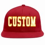 Custom Red White-Gold Casual Sport Baseball Cap
