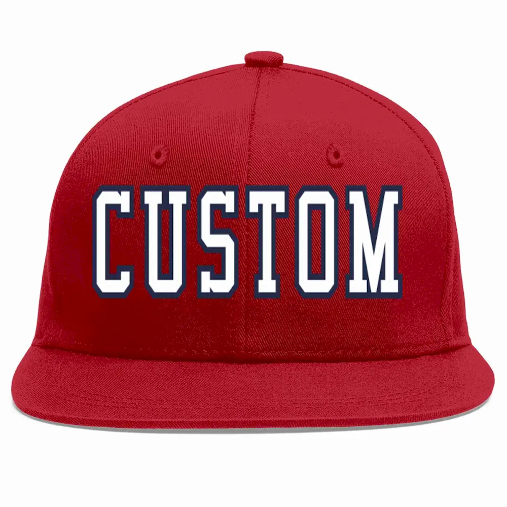 Custom Red Gold-White Casual Sport Baseball Cap
