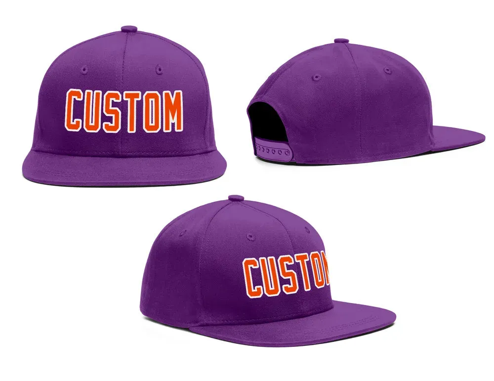 custom Purple Orange-White Outdoor Sport Baseball Cap