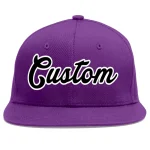 Custom Purple Black-White Flat Eaves Sport Baseball Cap