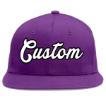 Custom Purple White-Black Flat Eaves Sport Baseball Cap