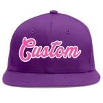 Custom Purple Pink-White Flat Eaves Sport Baseball Cap