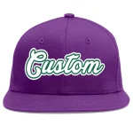 Custom Purple White-Kelly Green Flat Eaves Sport Baseball Cap