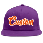 Custom Purple Orange-White Flat Eaves Sport Baseball Cap