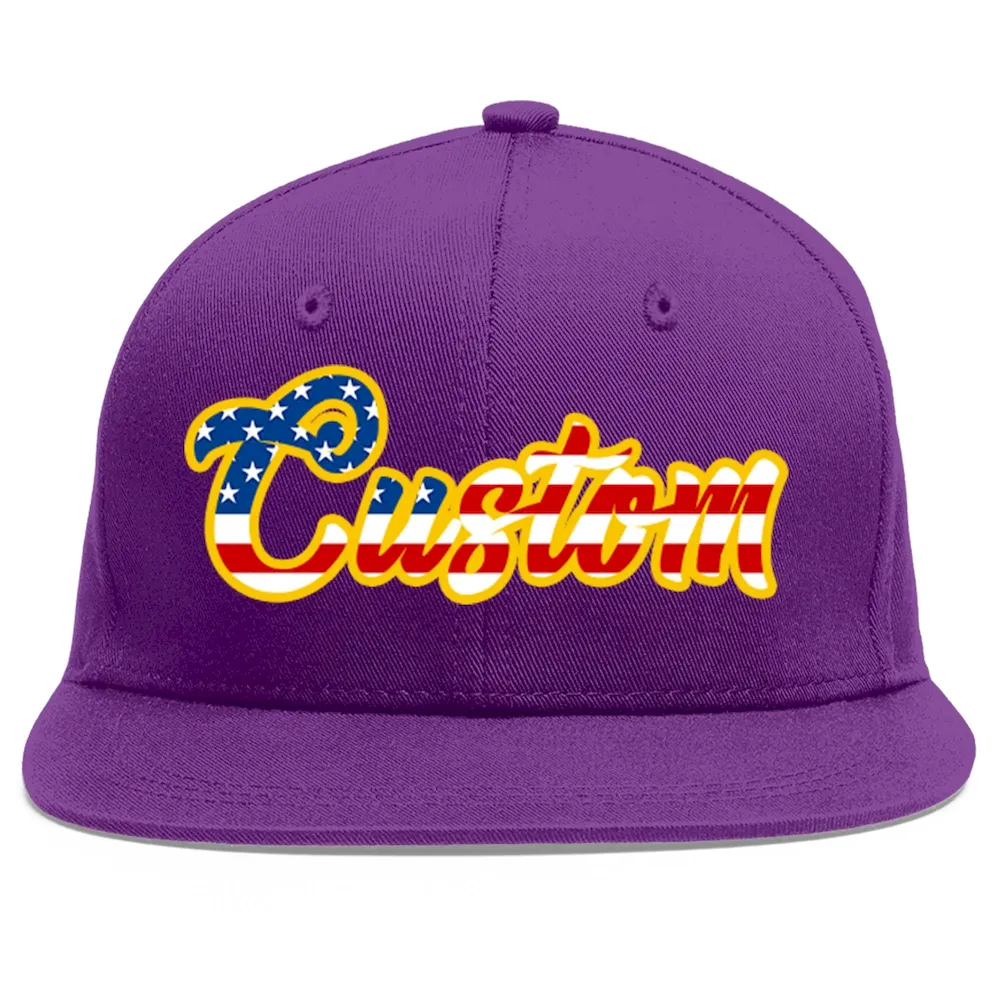 Custom Purple White-purple Flat Eaves Sport Baseball Cap