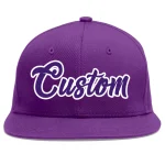 Custom Purple White-Powder Blue Flat Eaves Sport Baseball Cap