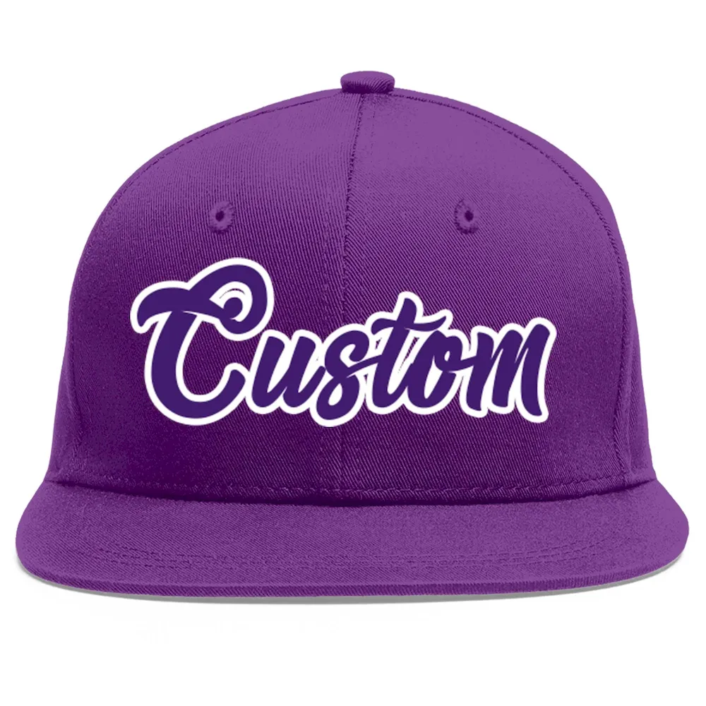 Custom Purple White-Powder Blue Flat Eaves Sport Baseball Cap