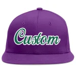 Custom Purple Kelly Green-White Flat Eaves Sport Baseball Cap