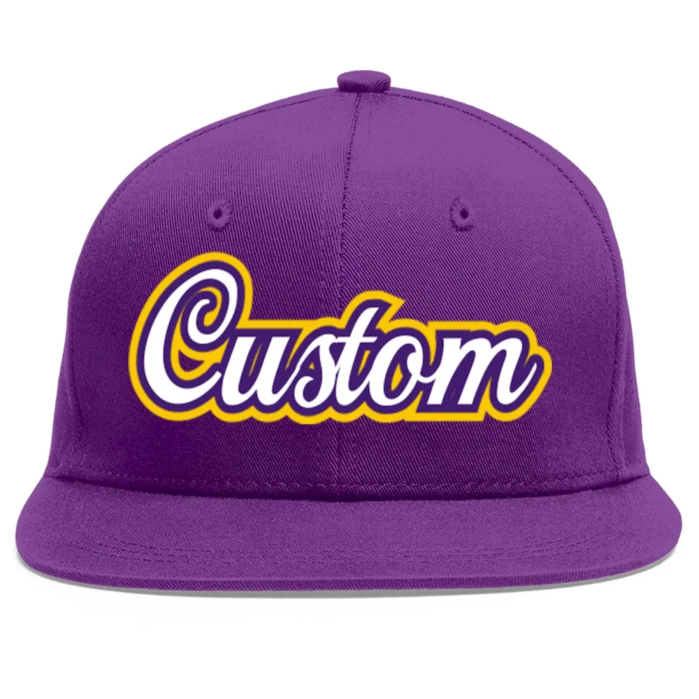 Custom Purple White-purple Flat Eaves Sport Baseball Cap
