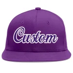 Custom Purple purple-White Flat Eaves Sport Baseball Cap
