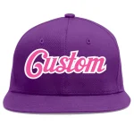 Custom Purple Pink-White Flat Eaves Sport Baseball Cap