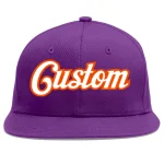 Custom Purple White-Orange Flat Eaves Sport Baseball Cap