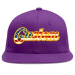 Custom Purple Vintage USA Flag-Gold Flat Eaves Sport Baseball Cap