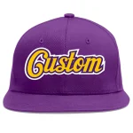 Custom Purple Gold-purple Flat Eaves Sport Baseball Cap