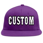 Custom Purple White-Black Flat Eaves Sport Baseball Cap