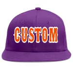 Custom Purple Orange-White Flat Eaves Sport Baseball Cap