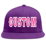 Custom Purple Pink-White Flat Eaves Sport Baseball Cap