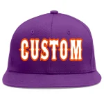 Custom Purple White-Orange Flat Eaves Sport Baseball Cap