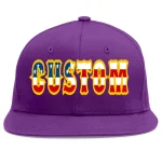 Custom Purple Vintage USA Flag-Gold Flat Eaves Sport Baseball Cap
