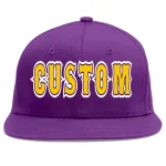 Custom Purple Gold-purple Flat Eaves Sport Baseball Cap