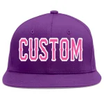 Custom Purple Pink-White Flat Eaves Sport Baseball Cap